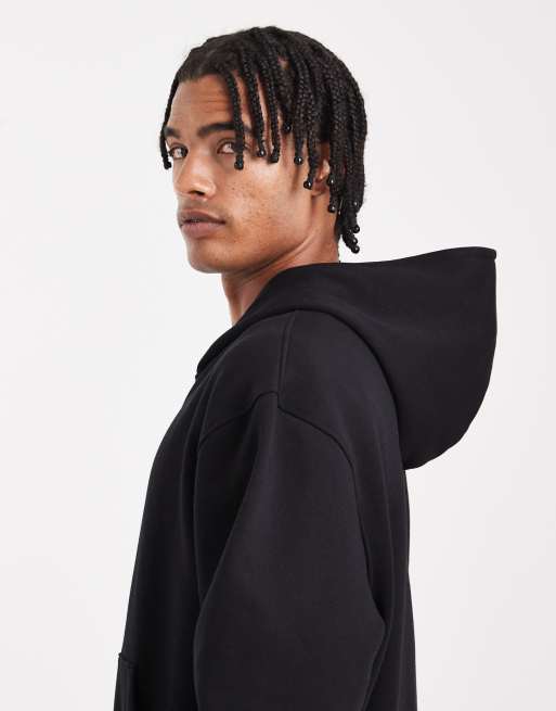 ASOS DESIGN essential boxy oversized zip up hoodie in black