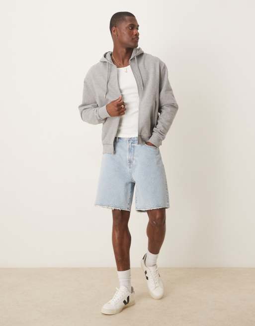 [XTONZ] UPSWELL GRAPHIC LOOSE FIT HOODIE ★大人気★ Loose Fit Zip-through hoodie - Grey marl - Men | H&M