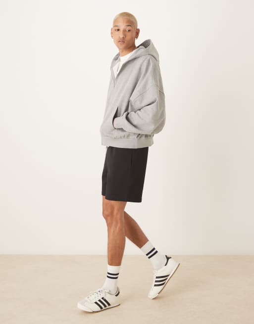 ASOS DESIGN essential boxy oversized zip up hoodie in heather gray