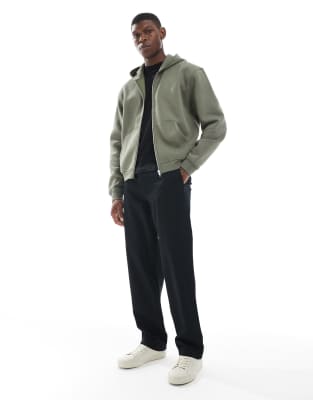 Asos Design Essential Boxy Oversized Zip Up Hoodie In Green