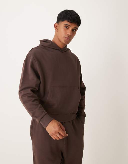 ASOS DESIGN – Essential – Brązowa bluza oversize o pudełkowym kroju z kapturem