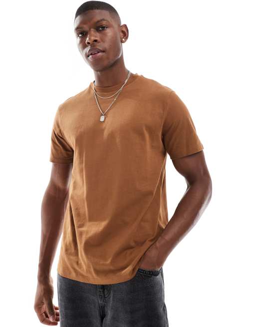 ASOS DESIGN – Essential – Brązowy T-shirt z okrągłym dekoltem