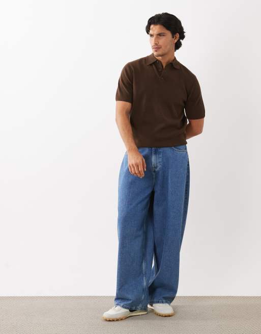 ASOS DESIGN – Essential – Brun, ribbstickad pikétröja, 2 av 5