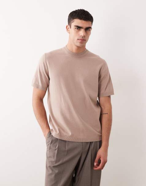 ASOS DESIGN – Essential – Brungrå, finstickad tröja med avslappnad passform och rund halsringning - view 1