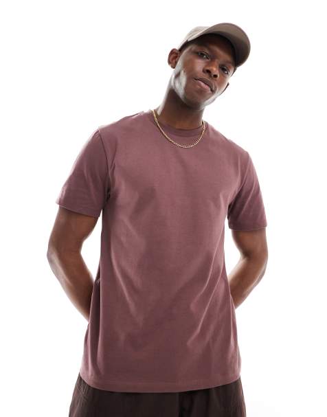 ASOS DESIGN essential crew neck t-shirt in burgundy - view 1