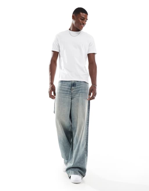 ASOS DESIGN essential crew neck t-shirt with cuffed sleeves in white