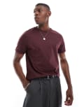 [ASOS DESIGN] ASOS DESIGN essential crew neck t-shirt with roll sleeve in burgundy-Red S DECADENT CHOCOLATE