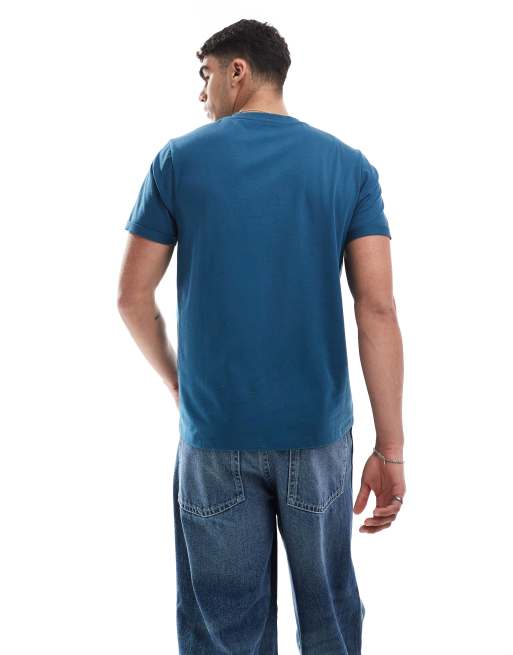 ASOS DESIGN essential crew neck T-shirt with roll sleeve in dark blue