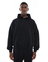 ASOS DESIGN essential oversized boxy zip up hoodie in black