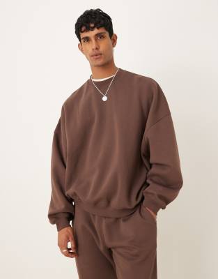 Asos Design Essential Extreme Oversized Sweatshirt In Brown