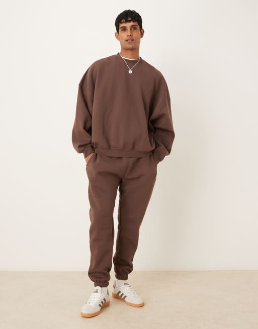 ASOS DESIGN essential extreme oversized sweatshirt in brown , 2 of 5