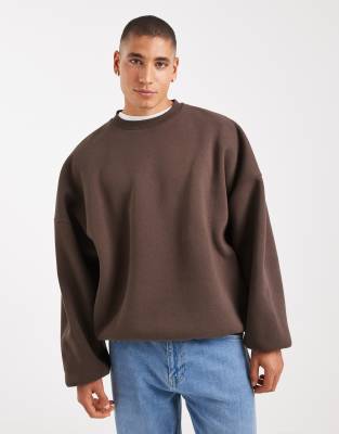 Asos Design Essential Extreme Oversized Sweatshirt In Brown