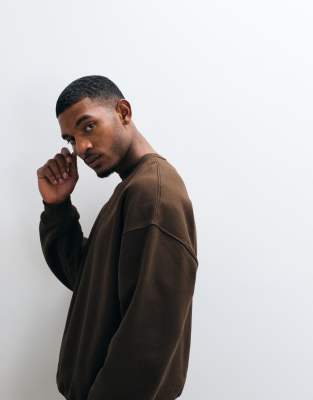 Asos Design Essential Extreme Oversized Sweatshirt In Brown