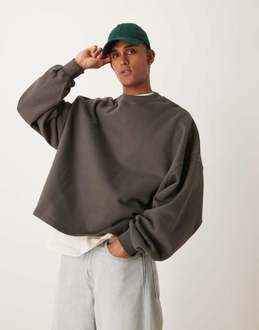 ASOS DESIGN essential extreme oversized sweatshirt in khaki