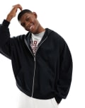[ASOS DESIGN] ASOS DESIGN essential extreme oversized zip through hoodie in black L BLACK