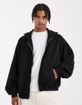 [ASOS DESIGN] ASOS DESIGN essential extreme oversized zip through hoodie in black L BLACK