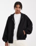 ASOS DESIGN essential extreme oversized zip through hoodie in black