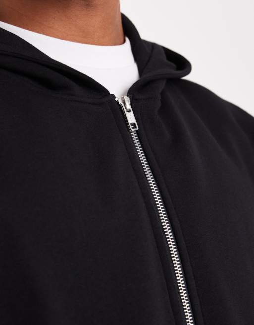 ASOS DESIGN essential extreme oversized zip through hoodie in black