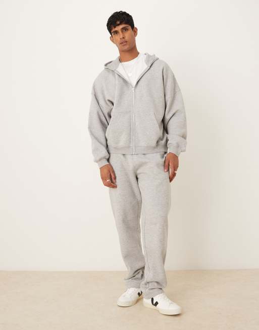ASOS DESIGN essential extreme oversized zip through hoodie in gray heather