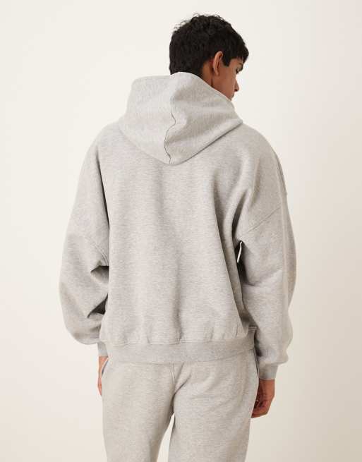 ASOS DESIGN essential extreme oversized zip through hoodie in gray heather