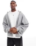 [ASOS DESIGN] ASOS DESIGN essential extreme oversized zip through hoodie in grey marl XL Grey marle