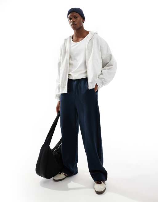 ASOS DESIGN essential extreme oversized zip through hoodie in white heather