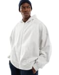 [ASOS DESIGN] ASOS DESIGN essential extreme oversized zip through hoodie in white marl S White marl