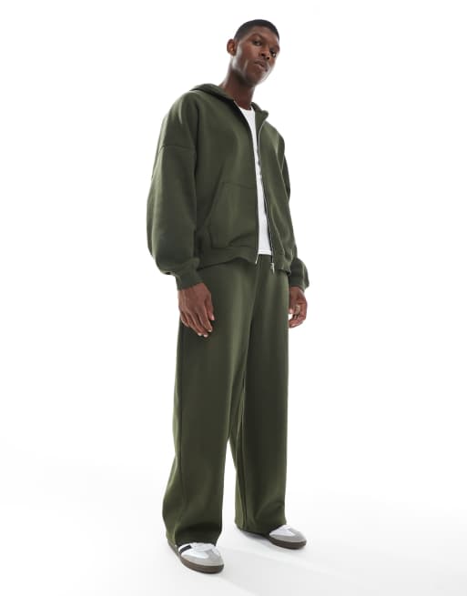 ASOS DESIGN essential extreme oversized zip through hoodie in khaki - KHAKI