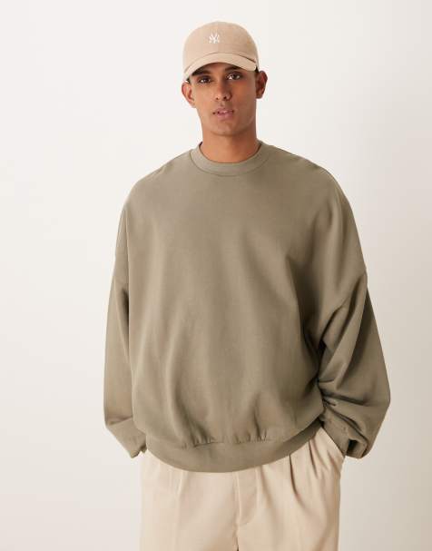 ASOS DESIGN – Essential – Extremes Oversize-Sweatshirt in Khaki - view 1