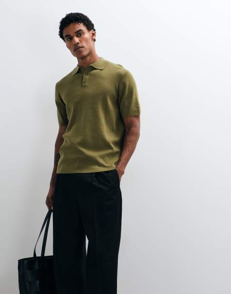 ASOS DESIGN – Essential – Fein geripptes Polohemd in Khaki - view 1
