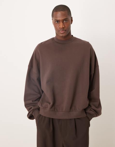 ASOS DESIGN - Essential - Felpa basic extra oversize marrone - view 1