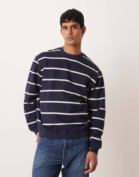 ASOS DESIGN - Essential - Felpa blu navy a righe - view 1