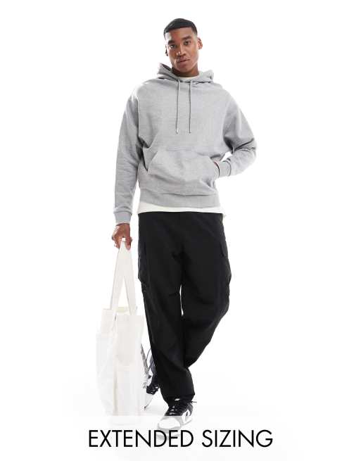 ASOS DESIGN - Essential - Felpa con cappuccio grigio mélange oversize