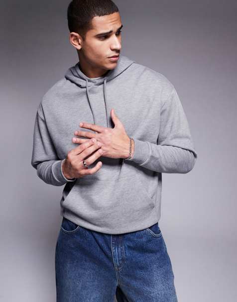 ASOS DESIGN - Essential - Felpa con cappuccio grigio mélange oversize - view 1