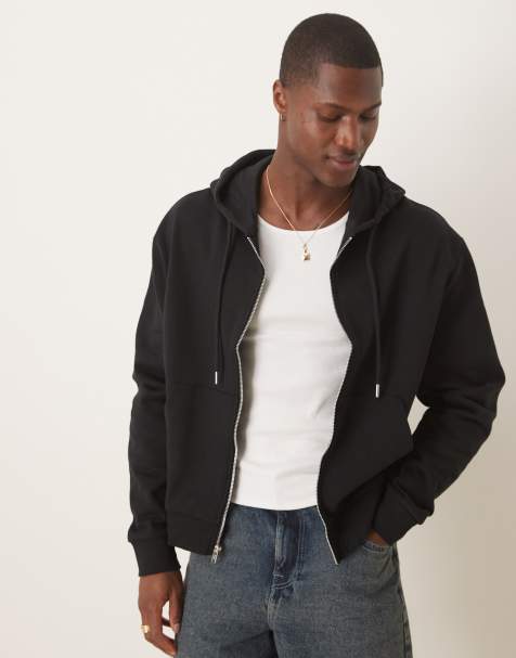 ASOS DESIGN - Essential - Felpa con cappuccio squadrata oversize nera con zip - view 1