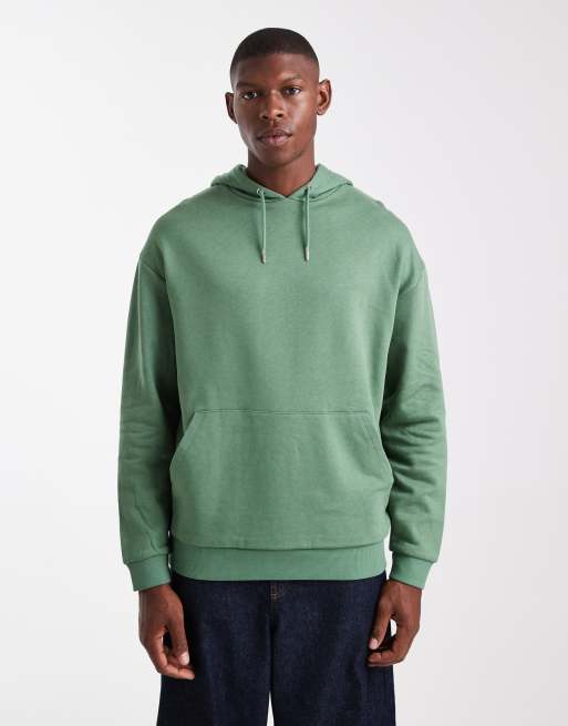ASOS DESIGN - Essential - Felpa con cappuccio verde scuro