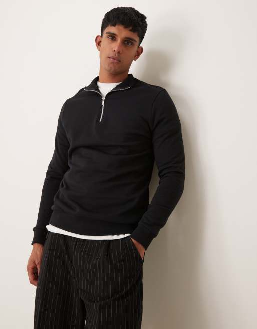 ASOS DESIGN - Essential - Felpa con zip corta nera