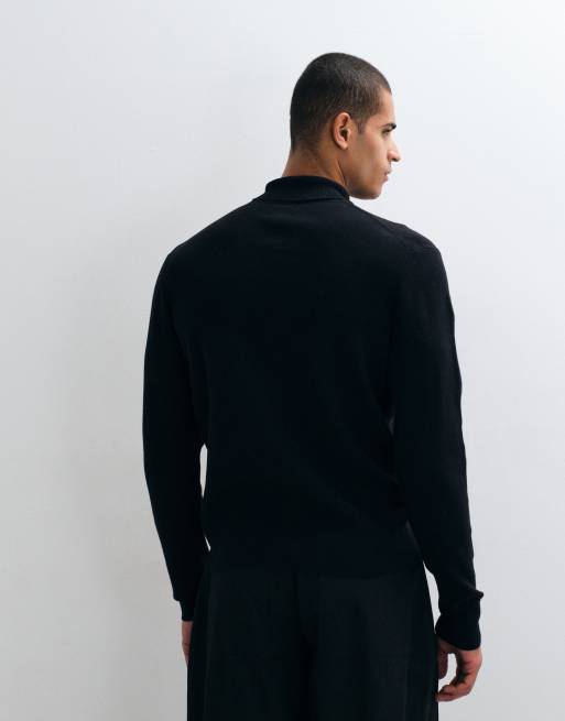 ASOS DESIGN Essential fijngebreide lichte coltrui in zwart, 4 van 5