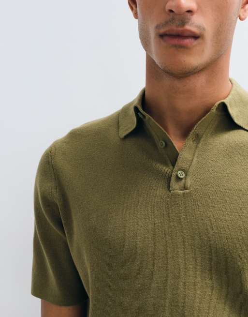 ASOS DESIGN - Essential - Fijngeribbelde gebreide polo in kaki, 2 van 5