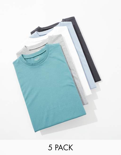 ASOS DESIGN – Essential – Flerfärgade t-shirts i oversize, 5-pack