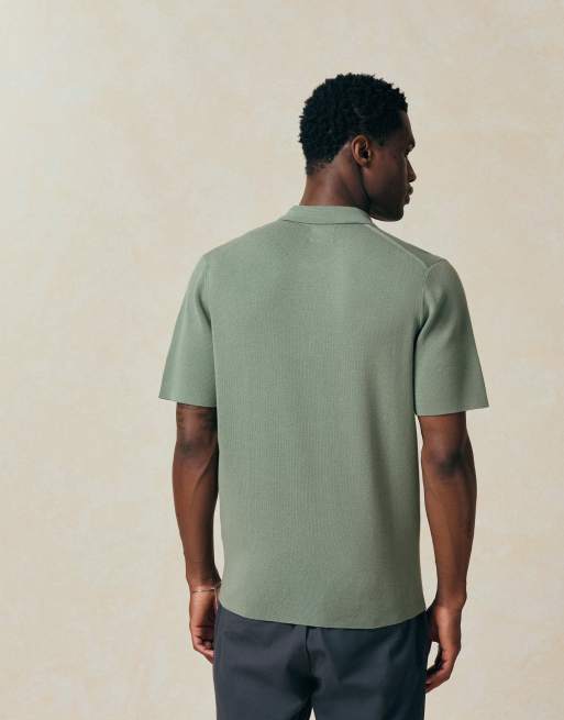 ASOS DESIGN - Essential - Gebreide polo van katoenmix met rits in donker saliegroen, 5 van 5