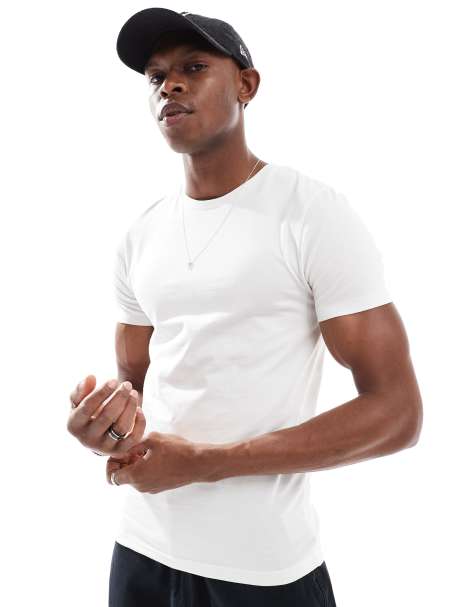 ASOS DESIGN - Essential - Geribbeld muscle-fit T-shirt in crème - view 1