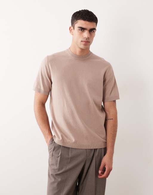 ASOS DESIGN - Essential - girocollo comoda in maglia sottile color tortora