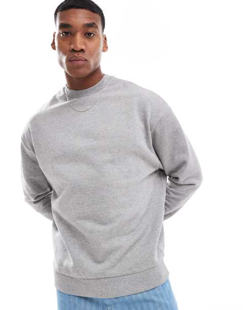 ASOS DESIGN – Essential – Gråmelerad sweatshirt i oversize - view 1