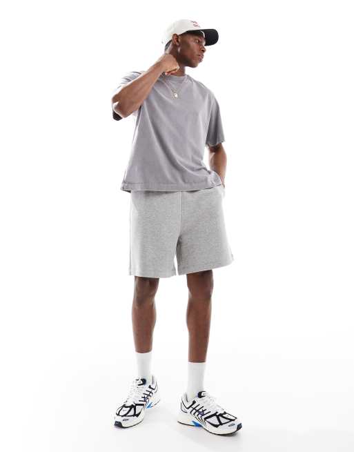 ASOS DESIGN – Essential – Gråmelerade, medellånga shorts i oversize 