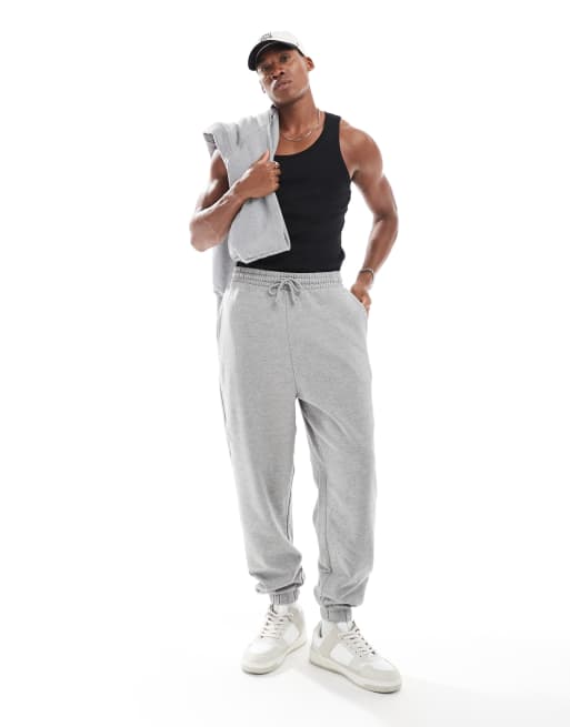 ASOS DESIGN – Essential – Gråmelerade mjukisbyxor i oversize