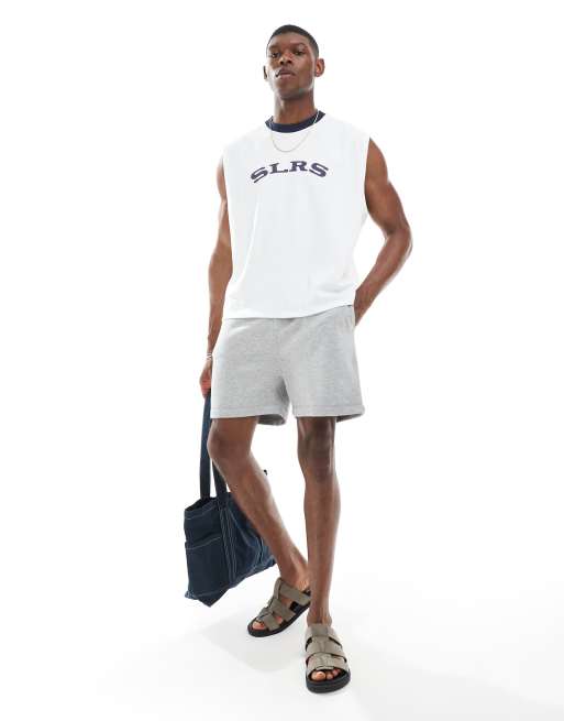 ASOS DESIGN – Essential – Gråmelerade shorts i jersey med smal passform