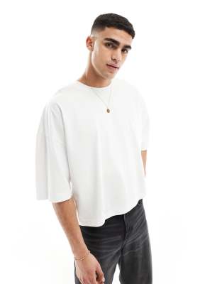 ASOS DESIGN – Essential – Gruby biały T-shirt o fasonie extreme oversize i pudełkowym kroju