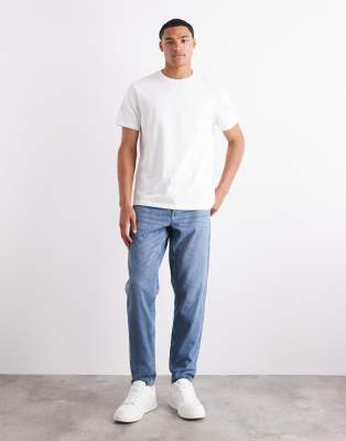 Asos Design Heavyweight Relaxed Crew Neck T-shirt With Raw Hem In Multi