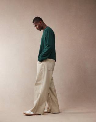 Asos Design Essential Heavyweight Oversized Boxy Long Sleeve T-shirt 240gsm In Green
